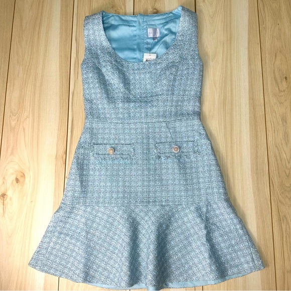 New Guess Women's Daphnee Metallic-Threaded Tweed Mini Dress Size Small - Picture 1 of 16